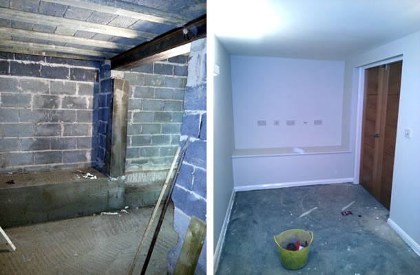 A view of a different section of the same basement conversion in Sheffield.